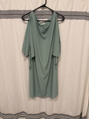 Cold-Shoulder Drape Dress in Sage Green